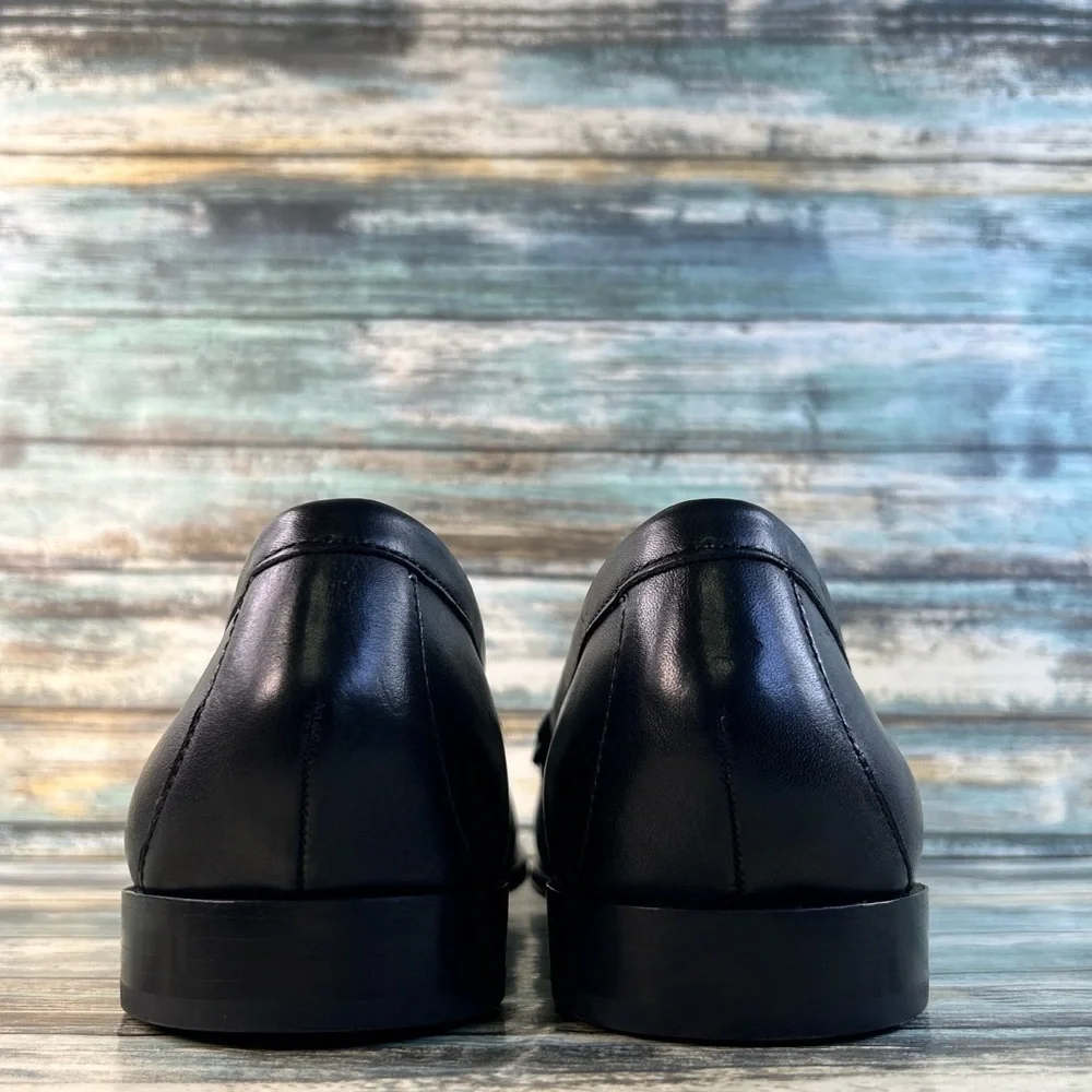 Cole Haan Pinch Tassel Loafer Mens Size 11 Black Leather Moc Toe Dress Work Shoe